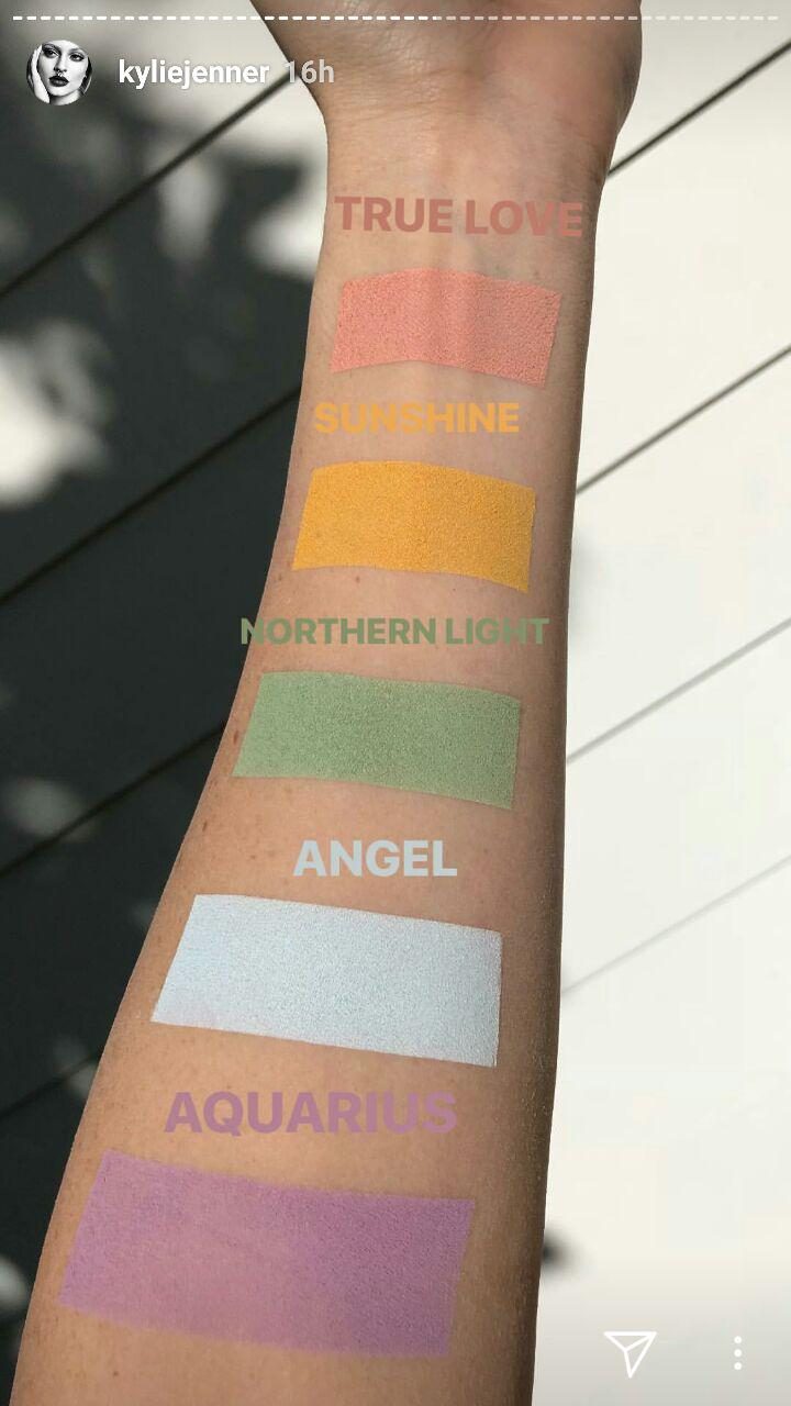 BRIGHT AND SUNNY. The Calm Before the Storm palette includes bright and pastel shades in what appears to be a matte finish. Screenshot from Instagram.com/kyliejenner 