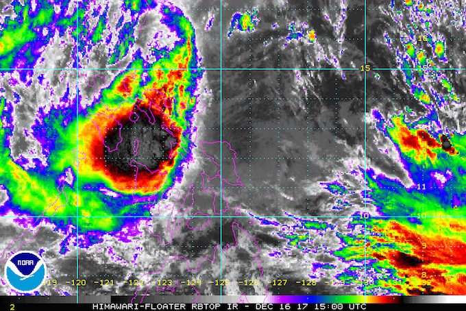 Tropical Storm Urduja slightly weakens again over Samar