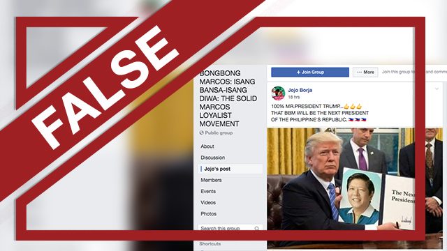 FALSE: Trump calls Bongbong Marcos ‘the next president’
