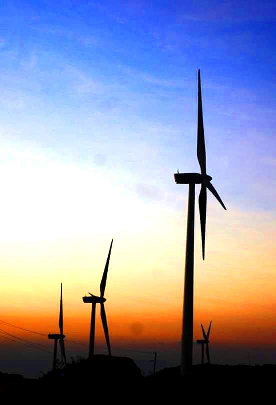 SUNSET. The windmills make a beautiful silhouette in the sky during sunset or dusk. Photo by Evy Yap 