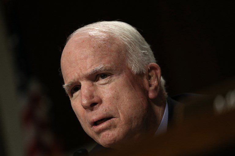 McCain takes parting shot at Trump in final message