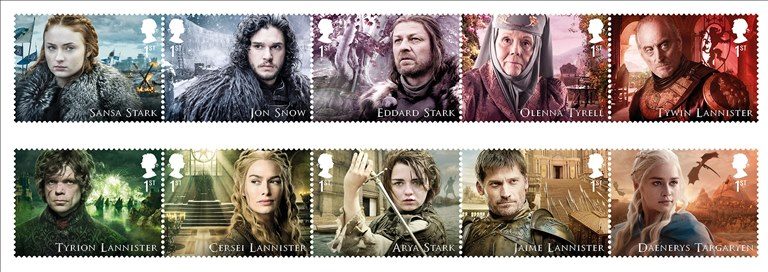 STAMP COLLECTION. The Royal Mail releases the 'Game of Thrones' stamps.  Photo from Royal Mail/HBO/Handout/ AFP   