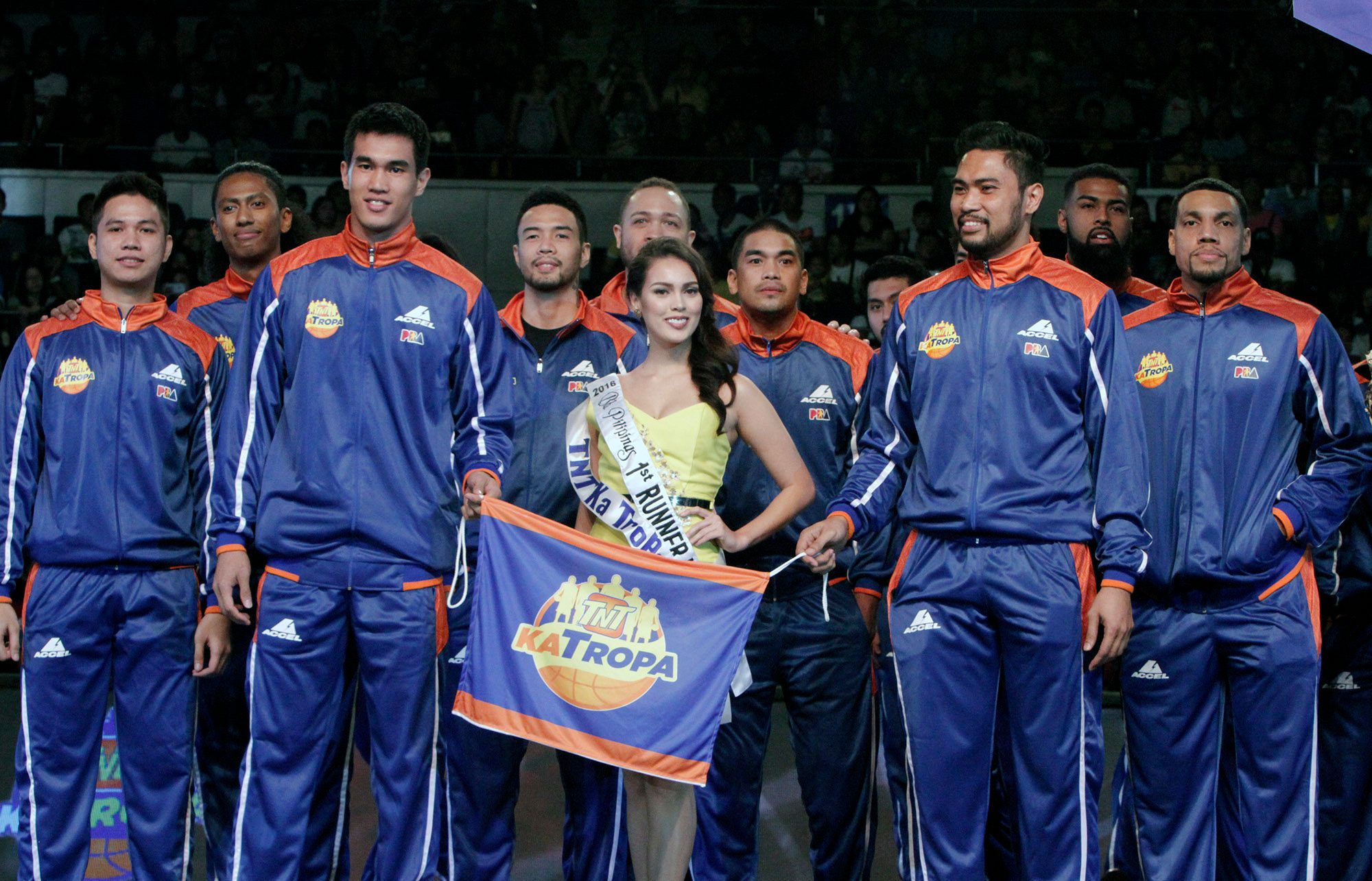 The TNT KaTropa with Bb Pilipinas first runner-up Angelica Alita. Photo from PBA Images 