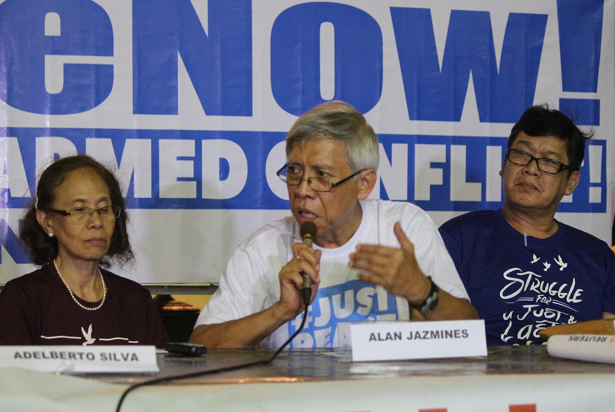 FREE. Freed political prisoners (from left) Concha Araneta Bocalo, Alan Jazmines and Ernesto Lorenzo hold a press conference at the social hall of the Episcopal Mission Center in Quezon City on August 18, 2016. Photo by Joel Liporada/Rappler 
