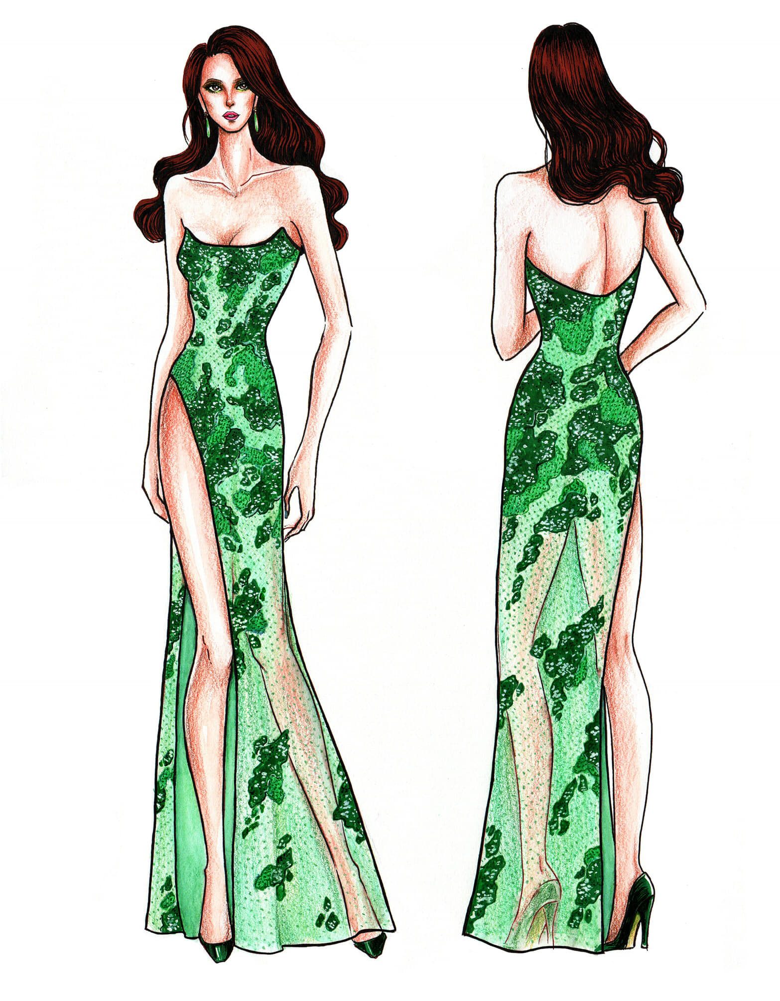 THE ISLANDS. A green gown that has the pattern of the country's islands. Photo from Facebook/Mak Tumang 
