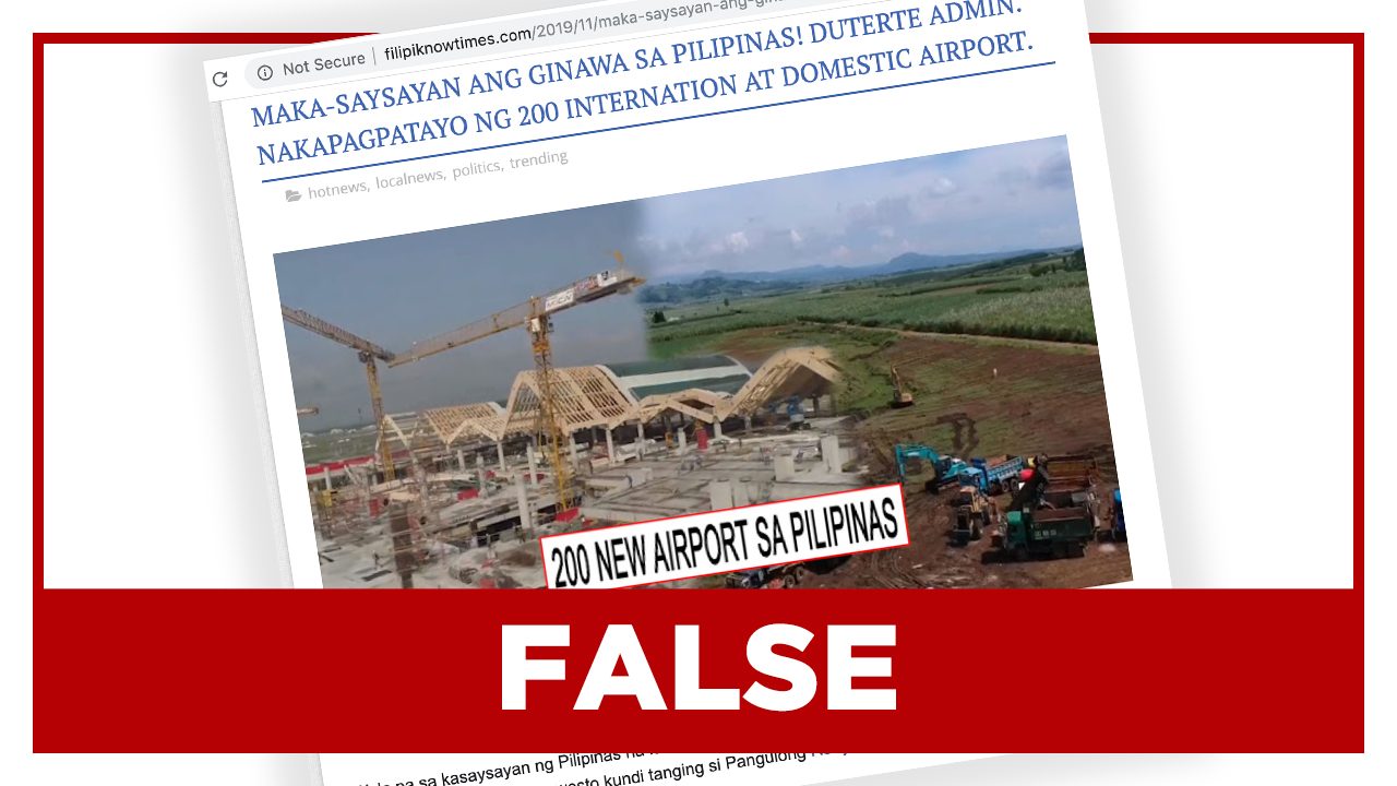 FALSE: Duterte ‘built 200 international and domestic airports’