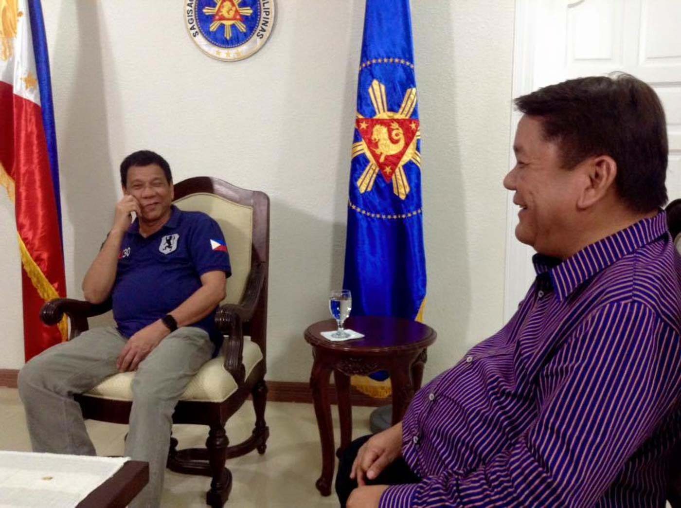 PALS NO MORE? Osmeña shares a light moment with Duterte in a one-on-one meeting in October 2016. Photo courtesy of Osmeña  