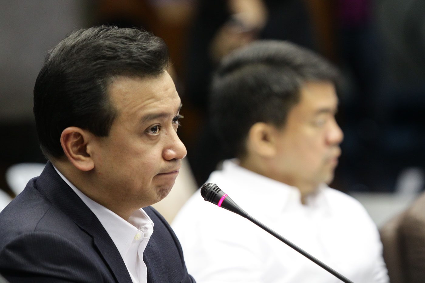 UNTIL IMPRISONMENT? Senator Trillanes challenges Kimsfer Chong to stand by his statement that his family is not composed of Binay dummies. Photo by Mark Cristino/Rappler 