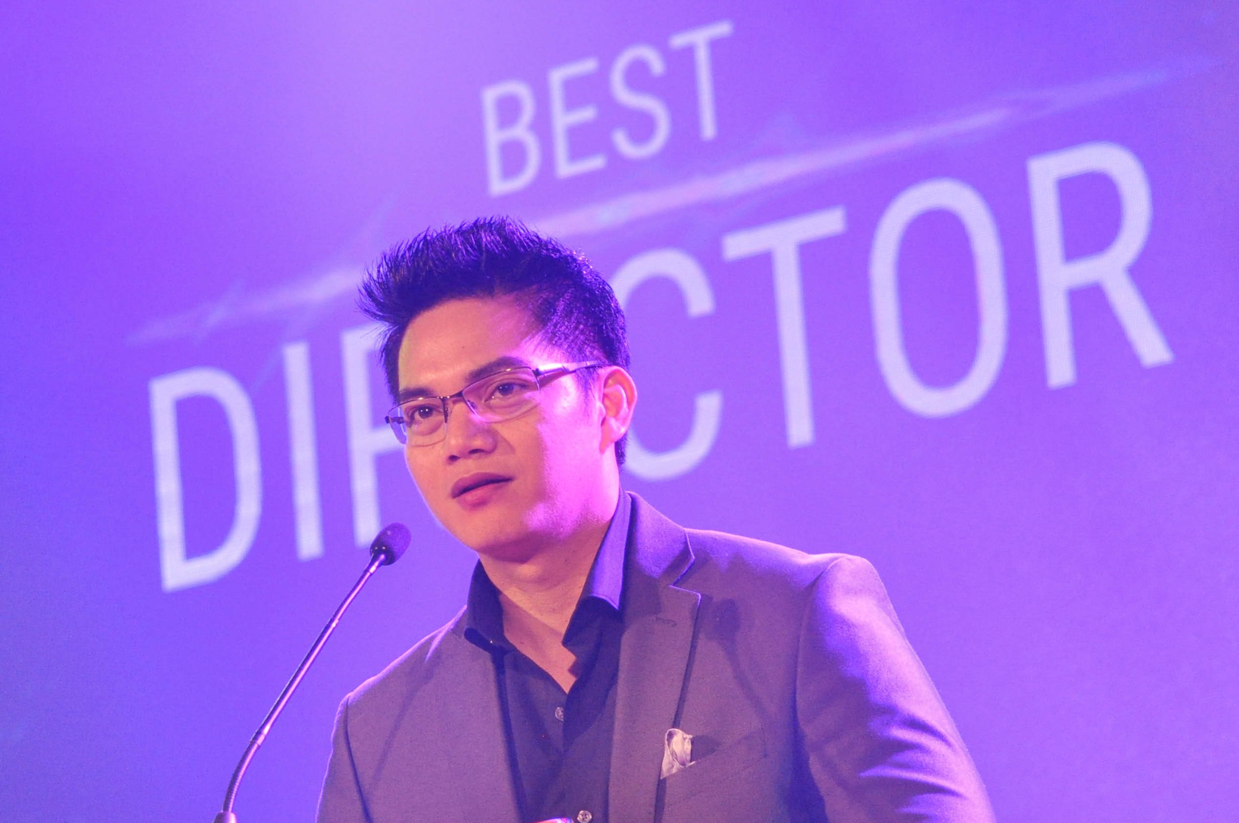 Tyrone Acierto gives his speech after winning the Best Director award for 'Watch Me Kill.' 
