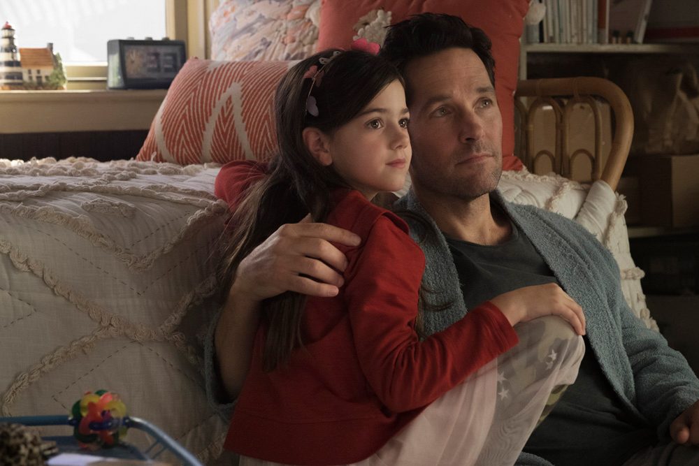 FATHER AND DAUGHTER MOMENT. Scott 
Lang (Paul Rudd) spends time with daughter Cassie Lang (Abby Ryder Fortson). 