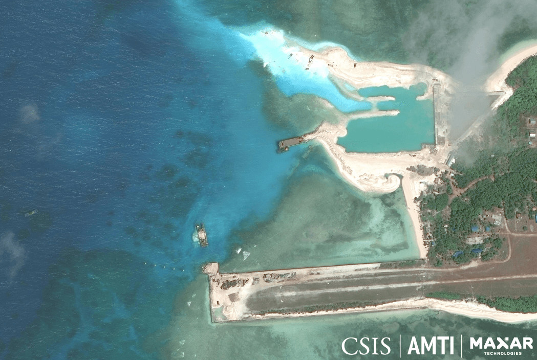 UPGRADE. This satellite image from June 2019 shows construction work on Pag-asa Island, the Philippines' main outpost in the West Philippine Sea. Photo from AMTI-CSIS  