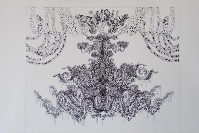 STUDY FOR ELEGANT BEASTS. Mike Adrao
Study for Elegant Beasts Beautiful Decay (Snakes) Pen and ink on paper (2014). Photo courtesy of Art Fair Philippines/Alfredo Gloria