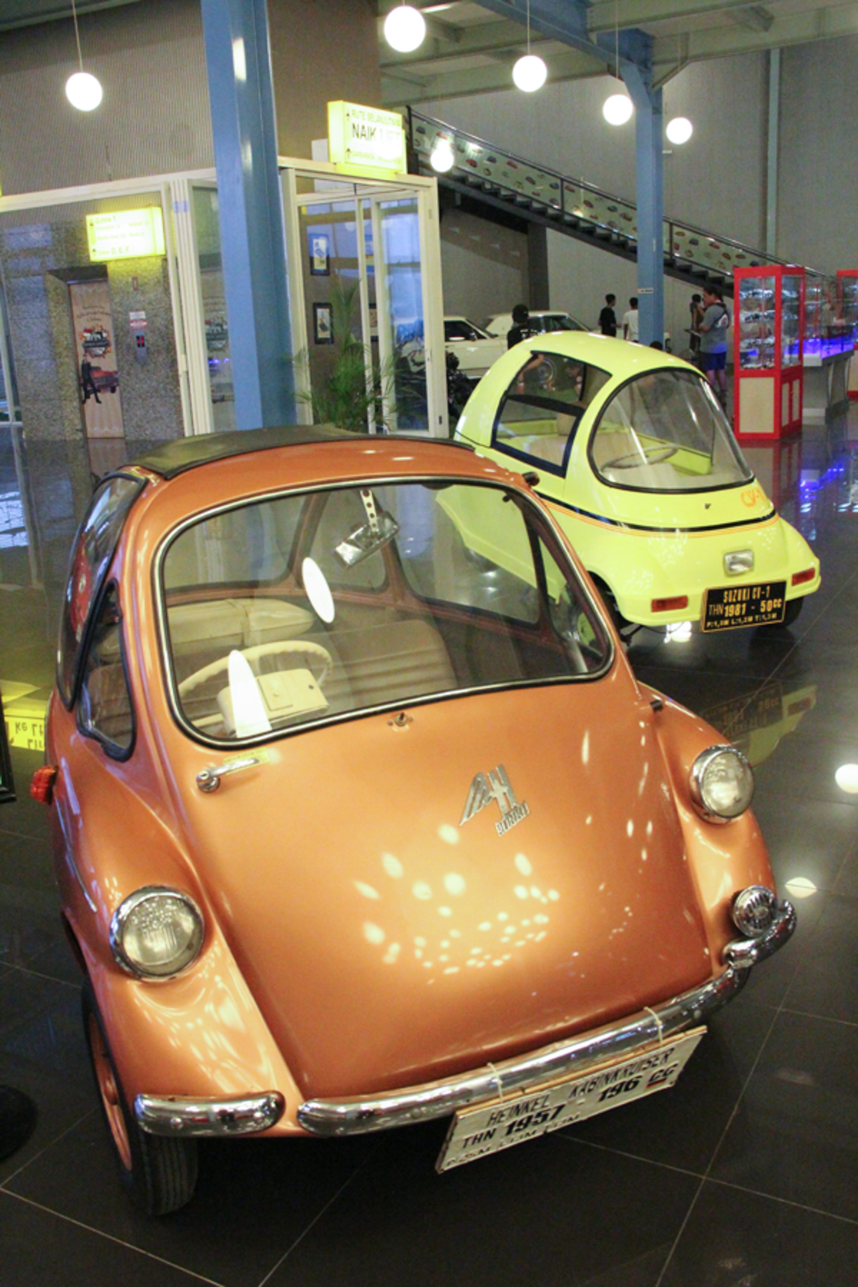 COMPACT. A 1957 Heinkel Kabine and a 1981 Suzuki CV-1 show unconventional solutions to compact urban transportation at Angkut trasnportation museum.  