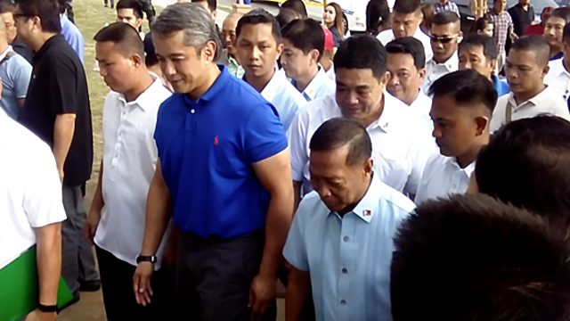 ALLIES. Cavite Governor Jonvic Remulla joins Binay during his counter-State of the Nation Address in the province on August 4, 2015. Photo by Rappler  