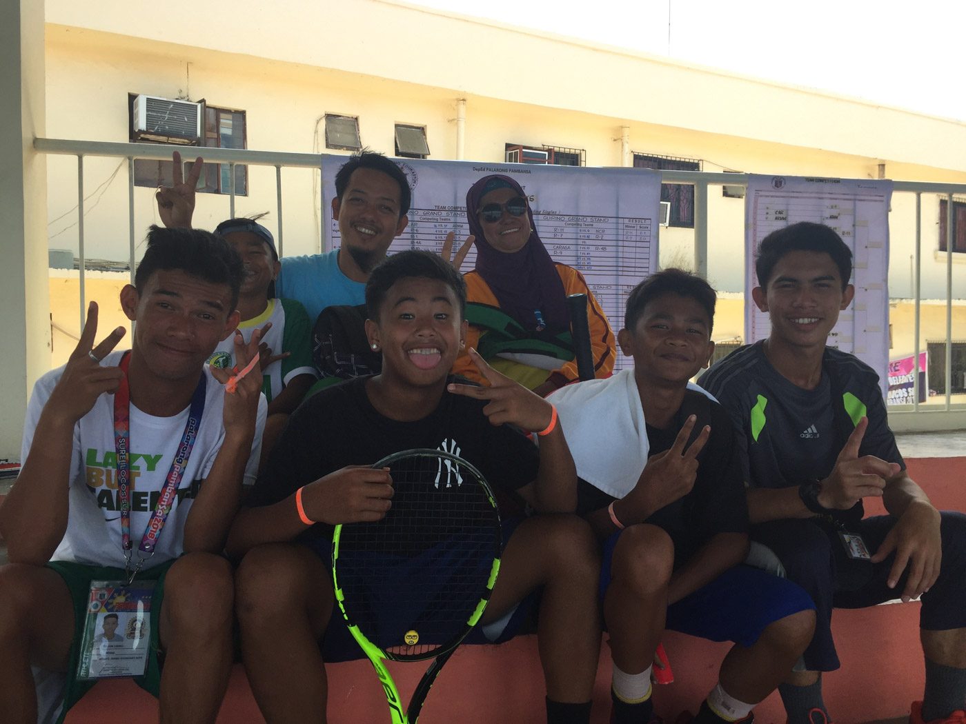 ONE TEAM. Prince makes a wacky face as he poses for a photo with his teammates and their coach, Sinagmaga Abdullajid (1st from right, back row). 
