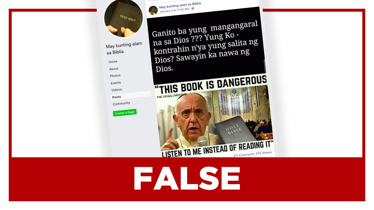 FALSE: Pope Francis says bible is a ‘dangerous’ book