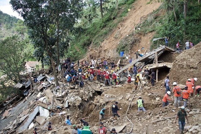 DEVASTATION. The bunkhouse of miners in Itogon, Benguet disappears after the earth collapsed from the mountain above it. Photo by Rambo Talabong/Rappler
 