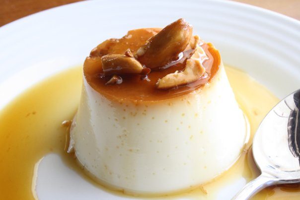 Leche flan with pili. Photo via Chef Doy's Gourmet 