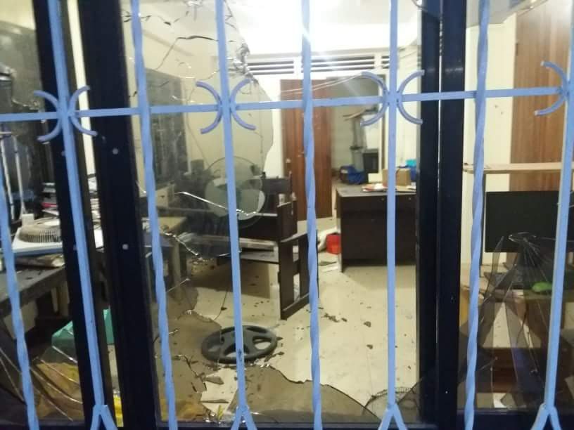 SHATTERED GLASS. Windows of the Lapinig Police Stations are shattered during the attack.  