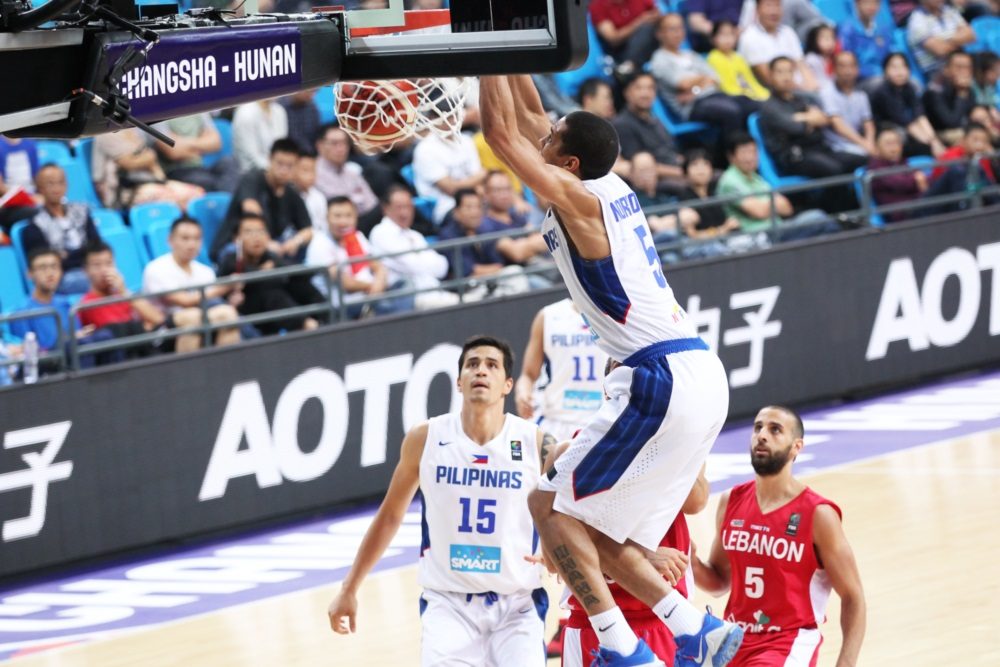 SLAM. Gabe Norwood adds another one for his highlight with a nasty slam versus Lebanon. Photo from FIBA 