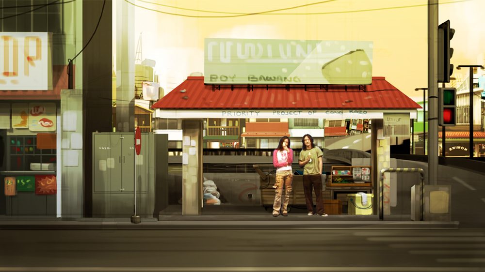 KAMIAS/KAMUNING. Concept art in preparation for the film's 2007 re-shoot. Anna Larrucea, who played Sally in the film's first iteration, can be seen standing with Enzo Marcos, who plays Marty.  