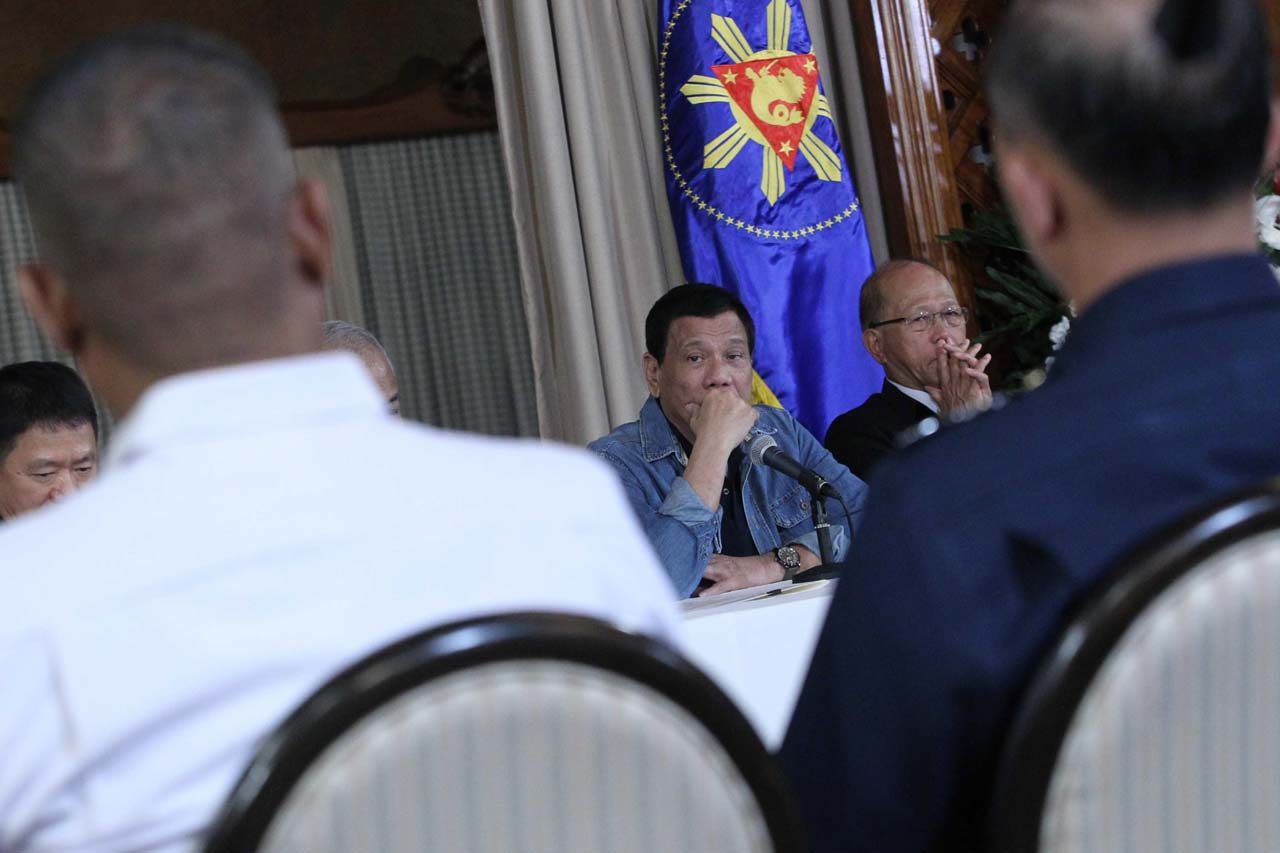 CONSULTING WITH MILITARY. President Rodrigo Duterte holds a press conference with military and police officials on January 29, 2017. Photo by Ace Morandante/Presidential Photo 