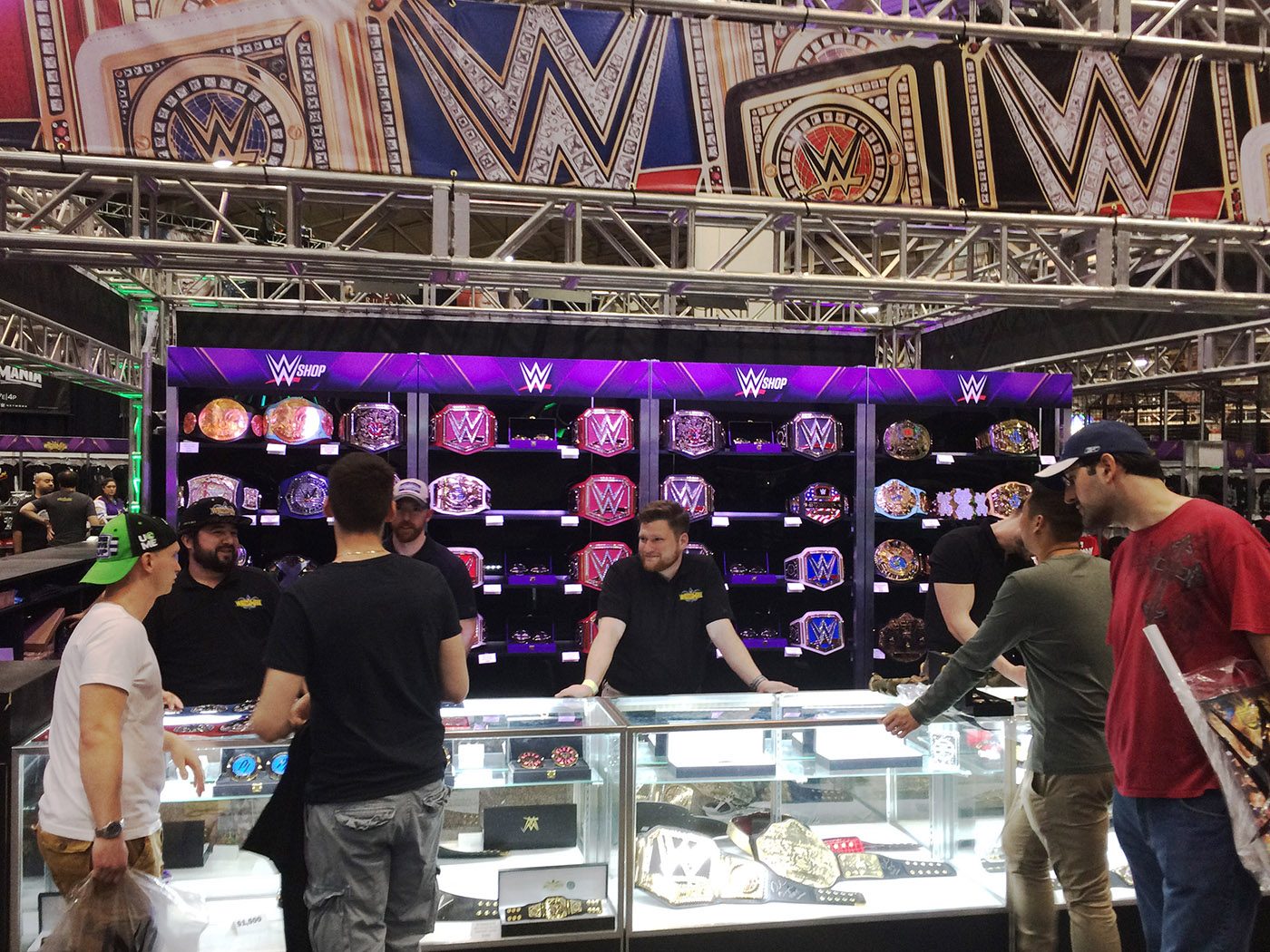 Replica WWE titles are sold at the WresteMania Superstore inside the Ernest Morial Convention Center in New Orleans. 