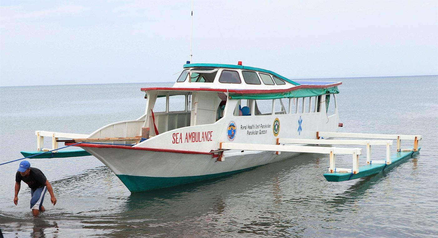 SEA AMBULANCE. The first DOH funded sea ambulance through the Health Facility Enhancement Program donated to the Municipality of Panukulan, Quezon. Photo courtesy of DOH-CALABARZON 