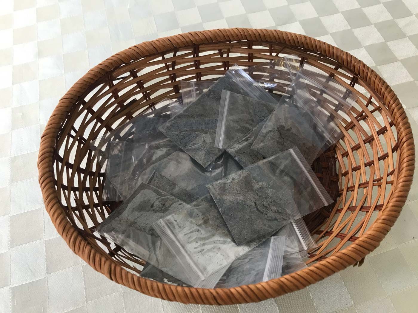 BLESSED ASHES. Catholics in Singapore take these plastic packets of ashes to mark their own foreheads on Ash Wednesday, February 26, 2020, as public Masses remain suspended in the city-state due to COVID-19. Photo by Paterno Esmaquel II/Rappler 