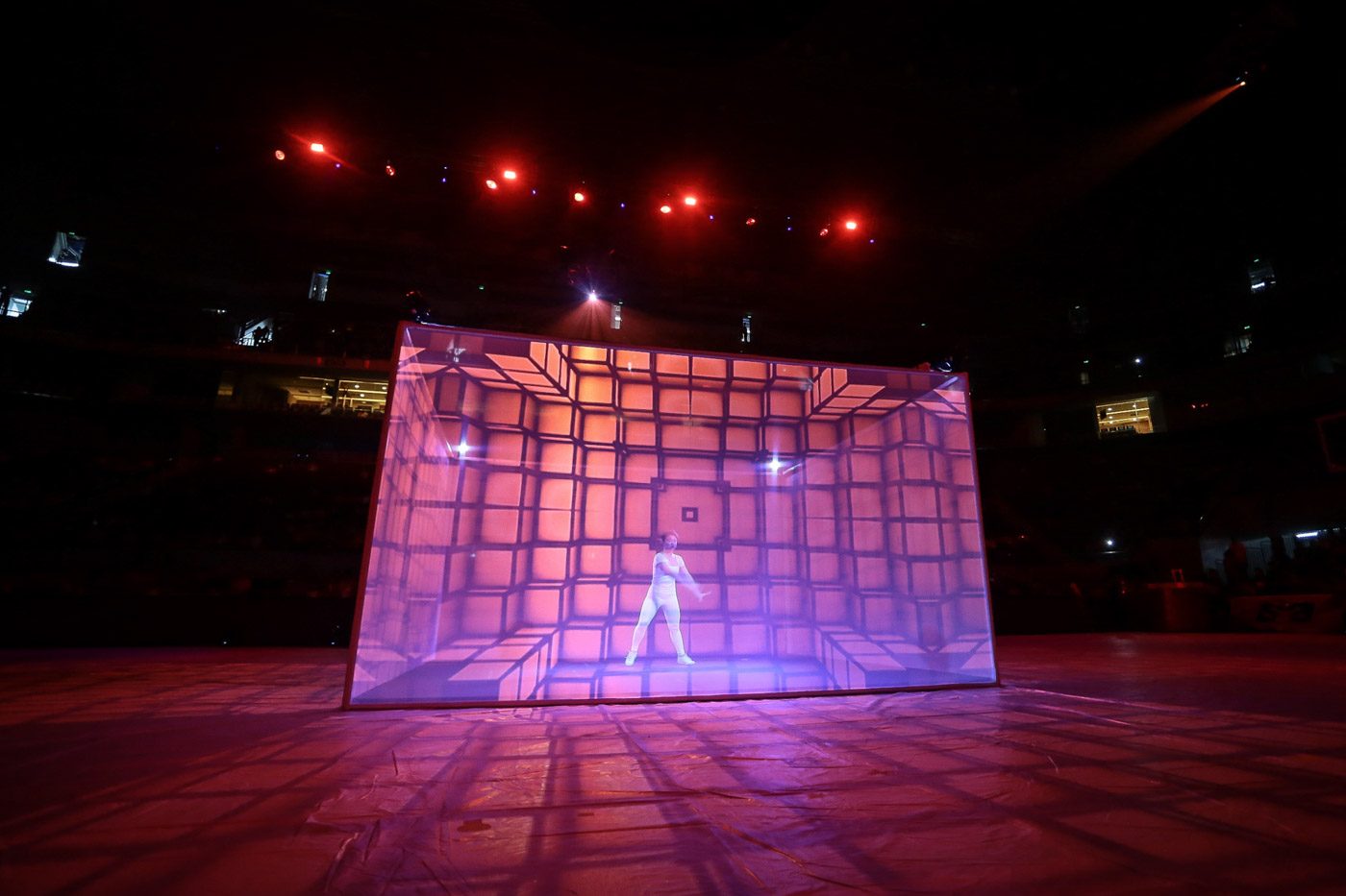 3D. The opening ceremonies featured a 3D screen in the middle of the court. Photo by Josh Albelda/Rappler  
