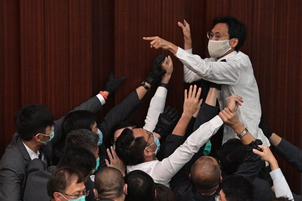 Rival camps clash in chaotic Hong Kong legislature