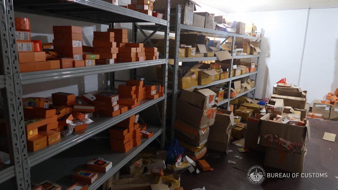 NO PERMITS. The goods found in the warehouse do not have importation permits from the National Telecommunications Commission. Photo from the Bureau of Customs 
