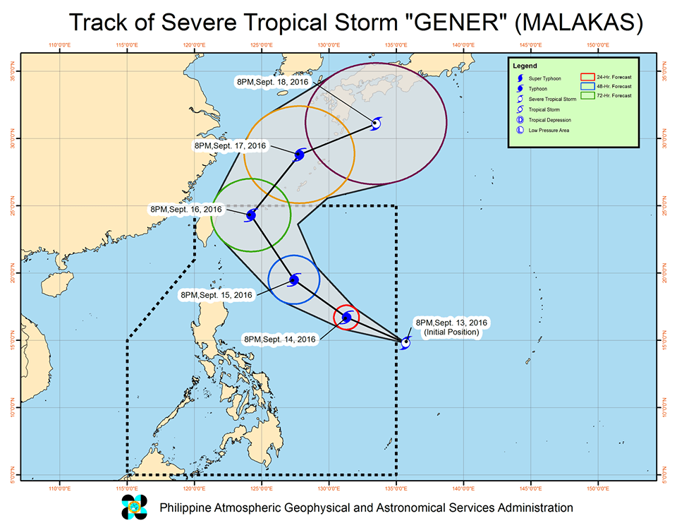 Severe Tropical Storm Malakas named Gener as it enters PAR