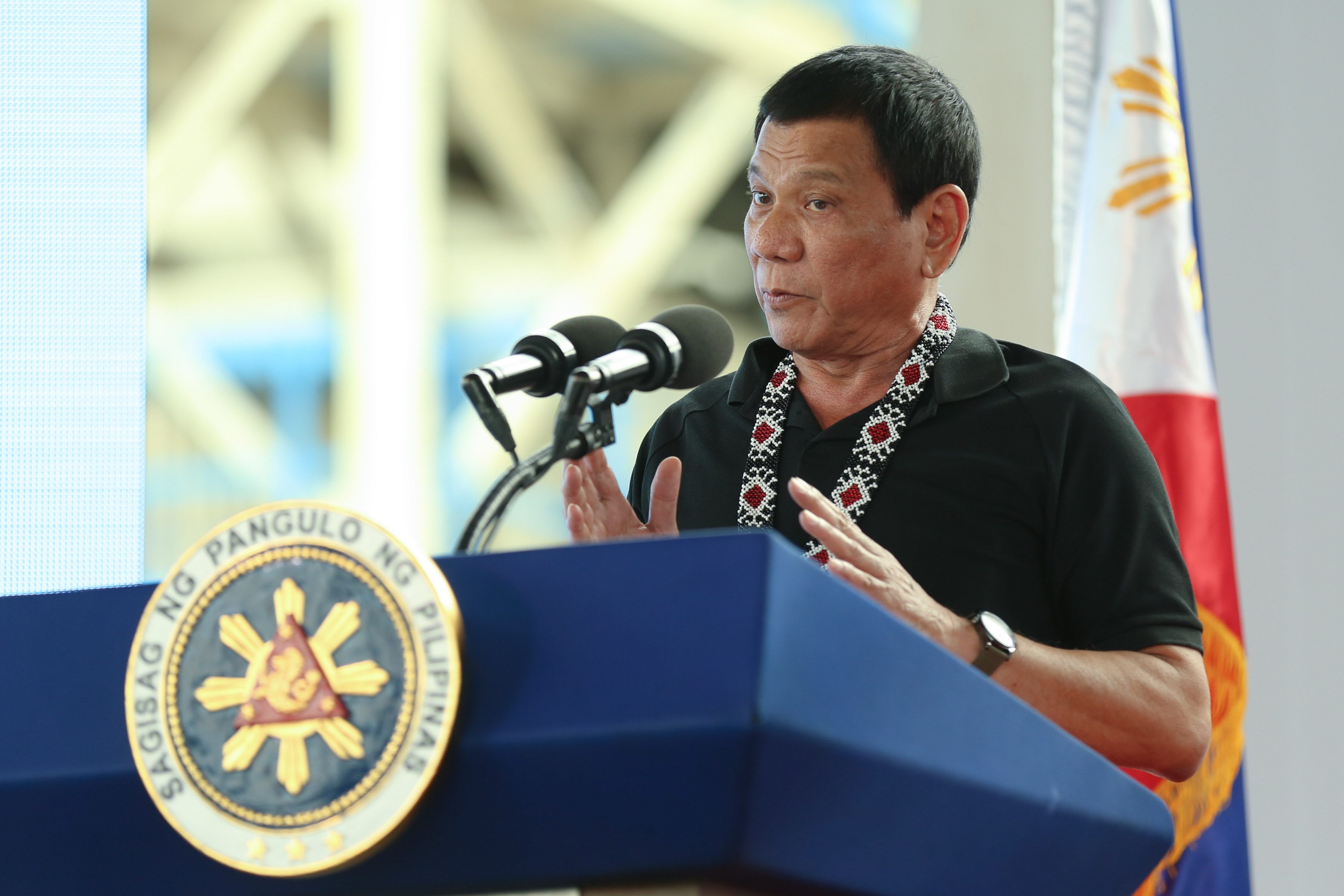 DUTERTE AND CLIMATE CONCERNS. President Rodrigo Duterte gives a speech at the ceremonial switch-on of the Sarangani Energy Corporation Power Plant in Maasim, Sarangani on January 26, 2017. File photo by Karl Normal Alonzo/Presidential Photo 