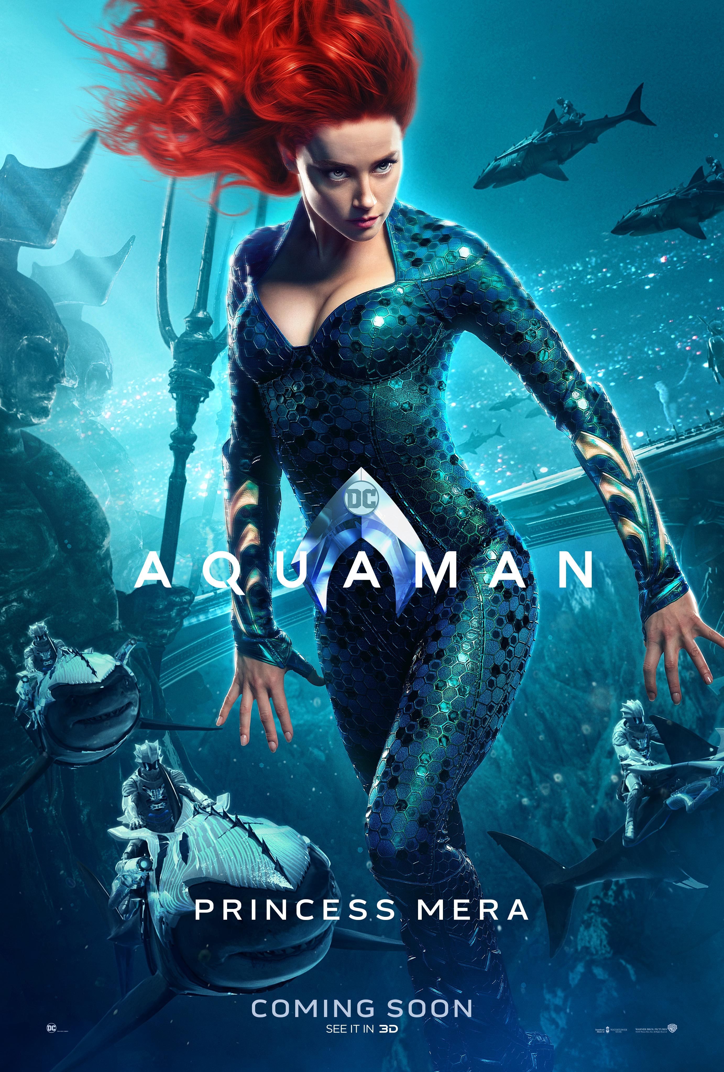 MERA. Amber Heard is Princess Mera, Aquaman's love. 