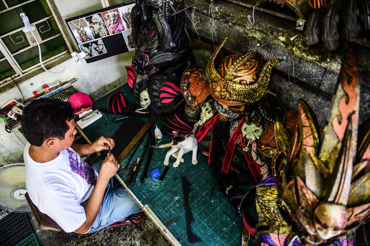 WORKSHOP. It can take Guy upto two months to complete a particularly detailed costume – and that's if he works all day and well into the night. Photo by Alecs Ongcal/Rappler 