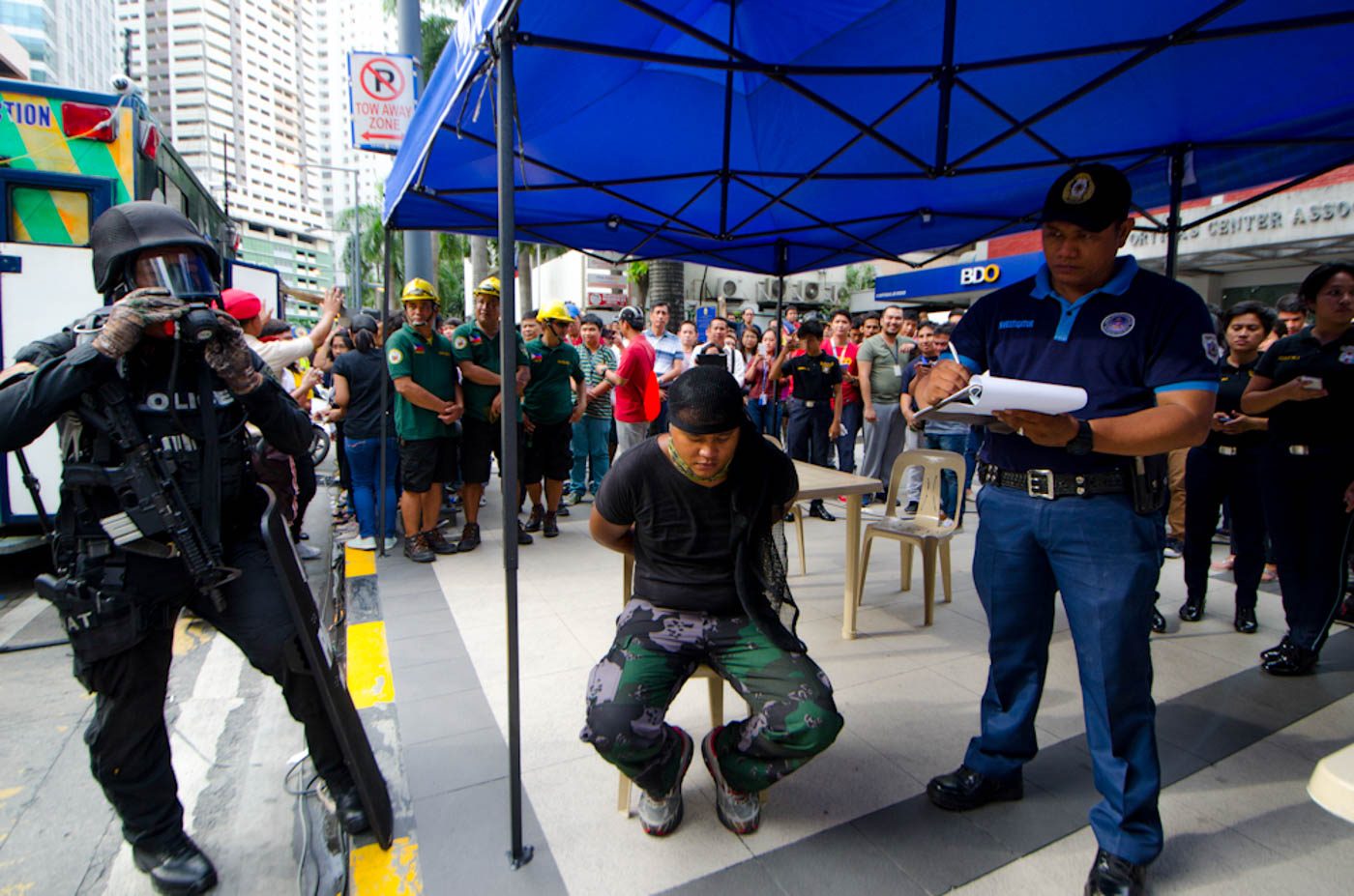 TERROR ATTACK. The leader of the terrorist group who attacked during the #MMShakeDrill in Pasig City. Photo by Rob Reyes/Rappler  