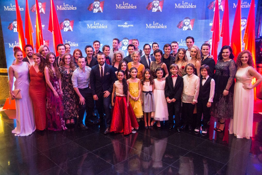 The Manila company of Les Misérables pose for photos at the premiere night after party. Photo by Paolo Abad/Rappler 