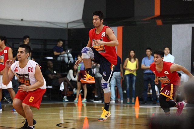 Letran's Kevin Racal leaps high during the combine. Photo by Josh Albelda/Rappler 
