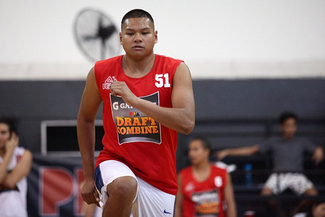 Former La Salle big man Norbert Torres sweats it out during the combine. With several teams vying for a center, Torres is expected to go quick in the draft. Photo by Josh Albelda/Rappler 