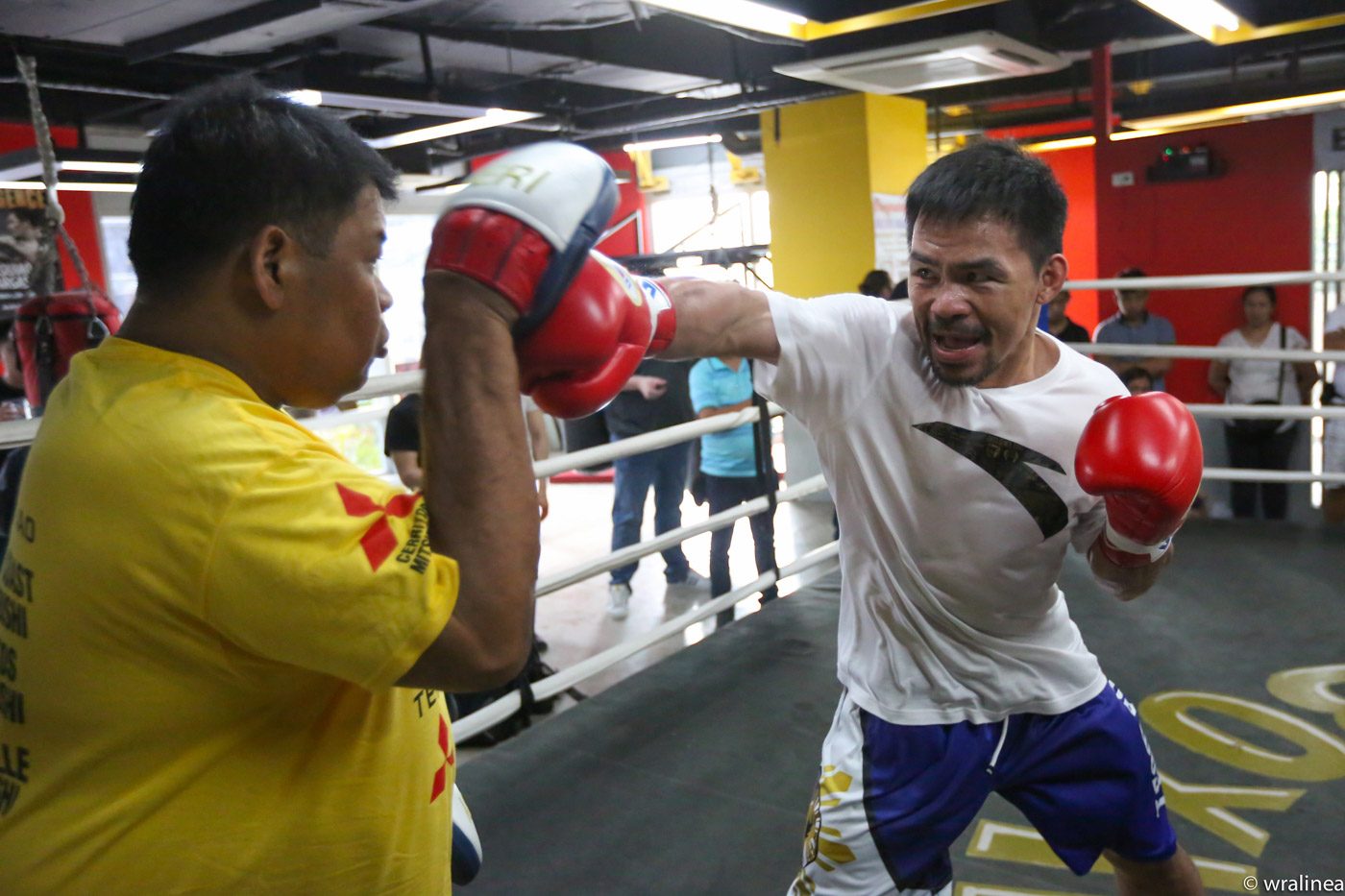 Lean Pacquiao sweats it out; Thurman way overweight