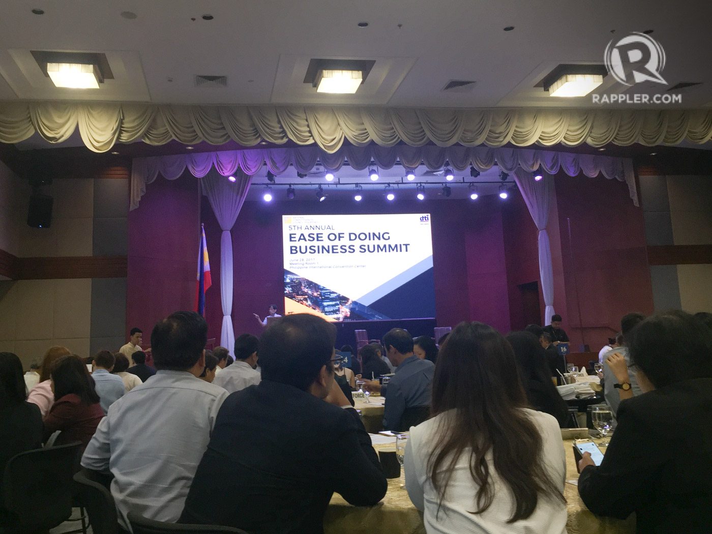 COMPETITIVE. Trade and Industry Secretary Ramon Lopez announces an ambitious plan to have the Philippines climb more than 70 spots in the global ranking on ease of doing business by 2020. 
