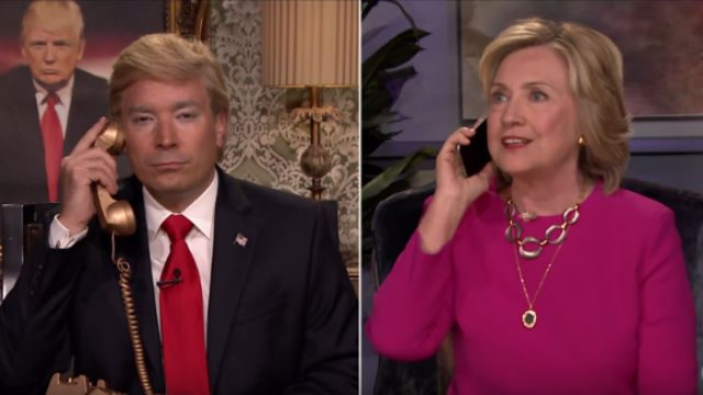 WATCH: Hillary Clinton interviewed by Jimmy Fallon dressed as Donald Trump