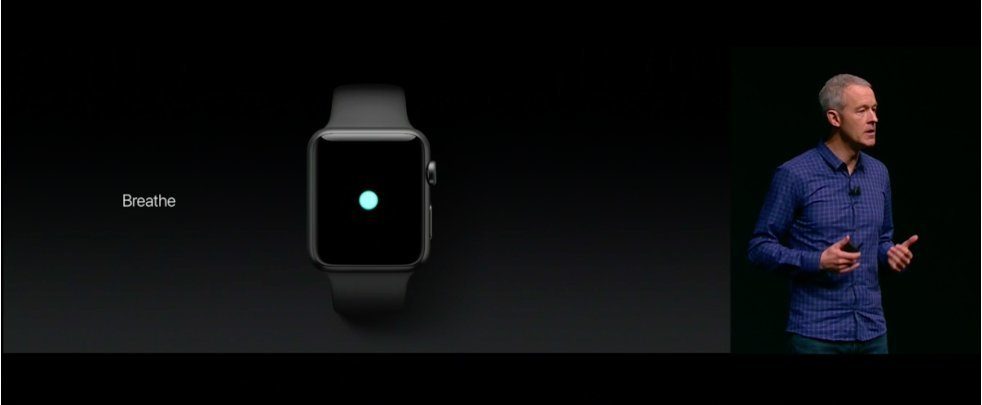 Jeff Williams, COO @Apple, mengenalkan app baru di Apple Watch yaitu Breathe yg mengingatkan utk bernapas sejenak. 