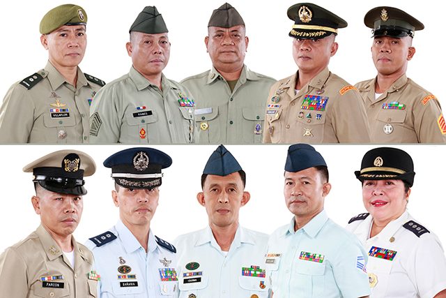The 2016 Metrobank Foundation Outstanding Philippine Soldiers from left top row: From the Philippine Army: Lieutenant Colonel Eliglen Villaflor, Technical Sergeant Danilo Ramos, Technical Sergeant Bernardo Tacbas; from the Philippine Navy: Lieutenant Colonel Wilfredo Manalang, Jr., Staff Sergeant Albert Eleazar, Intelligence Specialist Chief Fernando Parcon, from the Philippine Air Force: Lieutenant Colonel Oliver BaÃ±aria, Master Sergeant Abel Idusma, Master Sergeant Sergeant Andersen Avellana; from the Technical Administrative Services: Colonel Jocelyn Turla. | Photo from MBFI 