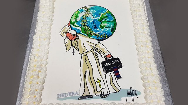 Cake for ‘joyful’ pope on his 81st birthday
