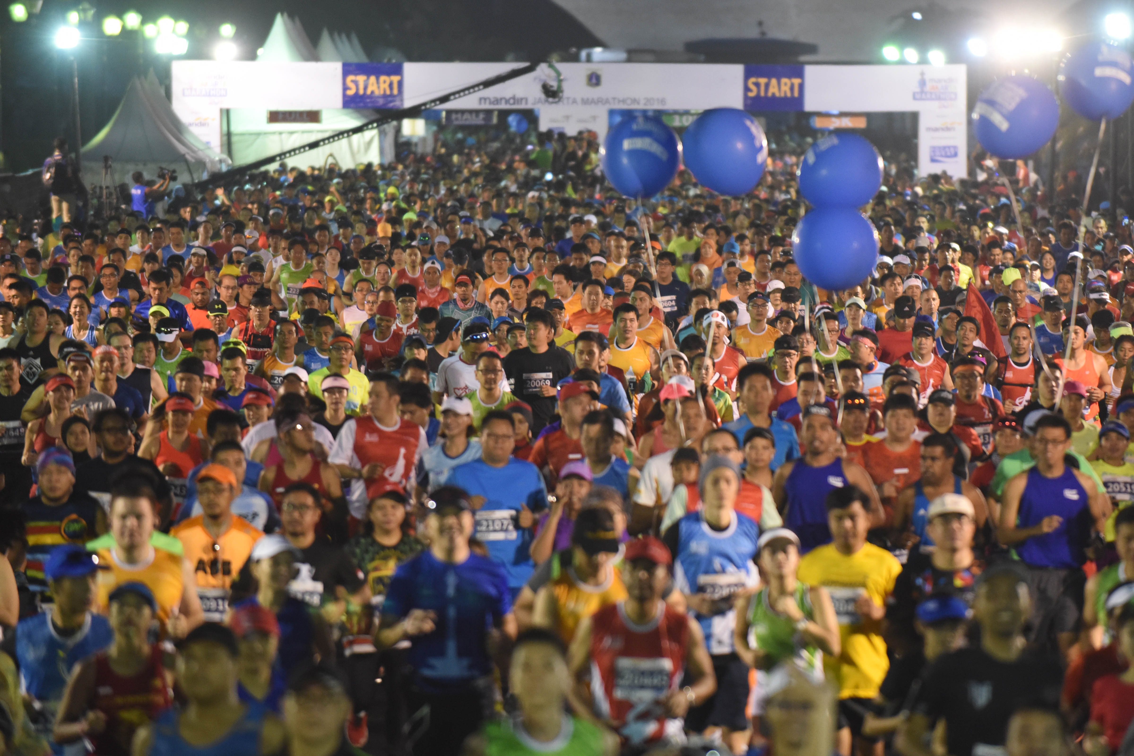 Sebanyak 16.000 pelari dari berbagai negara mengikuti Mandiri Jakarta Marathon 2016. Foto oleh Akbar Nugroho Gumay/Antara
 