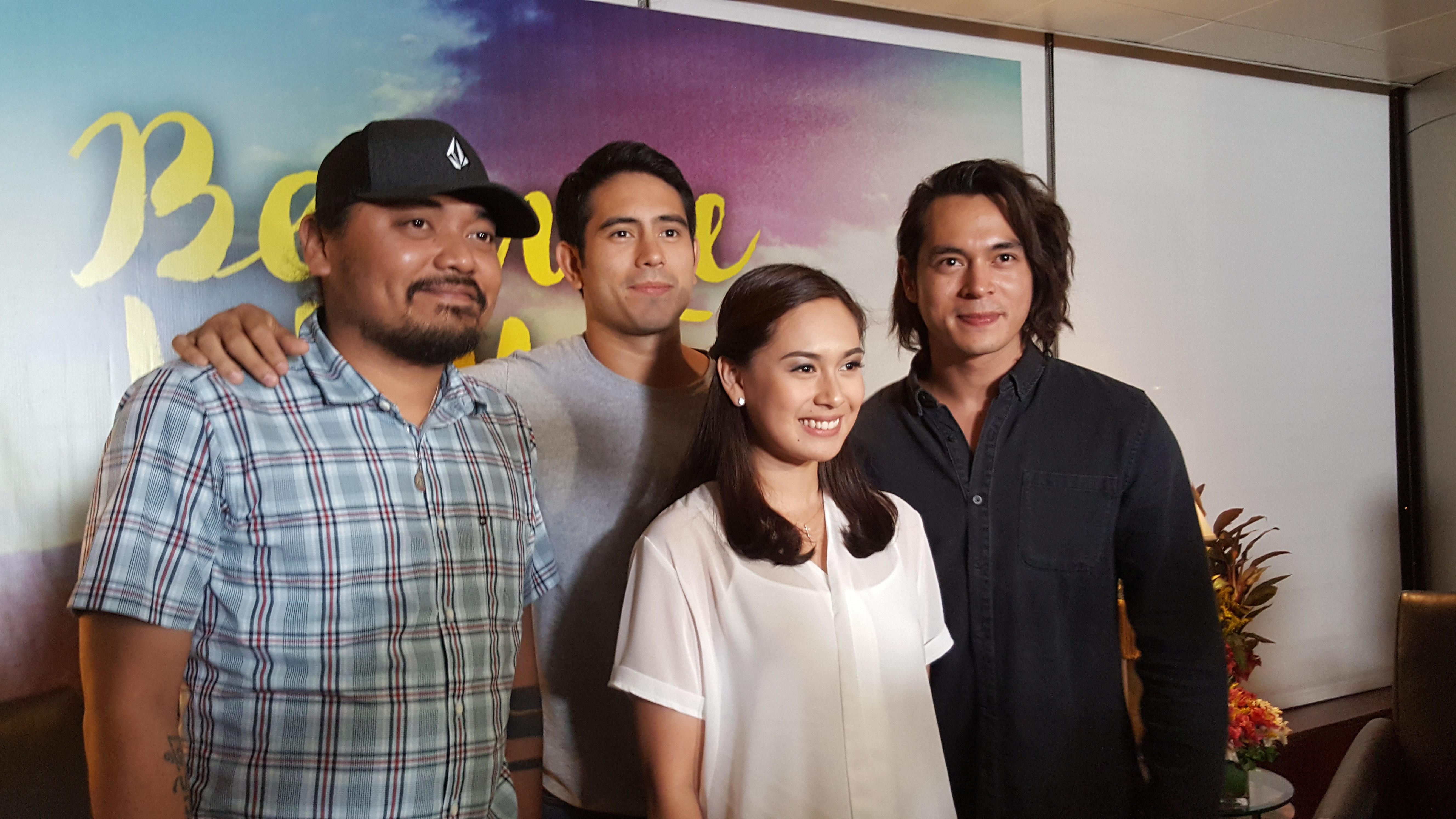 Gerald with Jake Cuenca, director Dan Villegas, and Yen Santos during the 'Because You Love Me' announcement. Photo by Alexa Villano/Rappler  