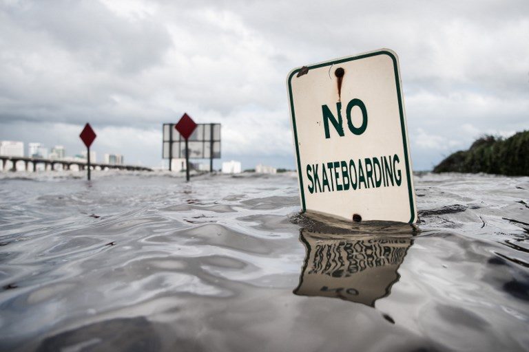 INUNDATED. The St Johns River rises from storm surge flood waters from Hurricane Irma in Jacksonville, Florida, on September 11, 2017. Photo by Sean Rayford/Getty Images/AFP  
