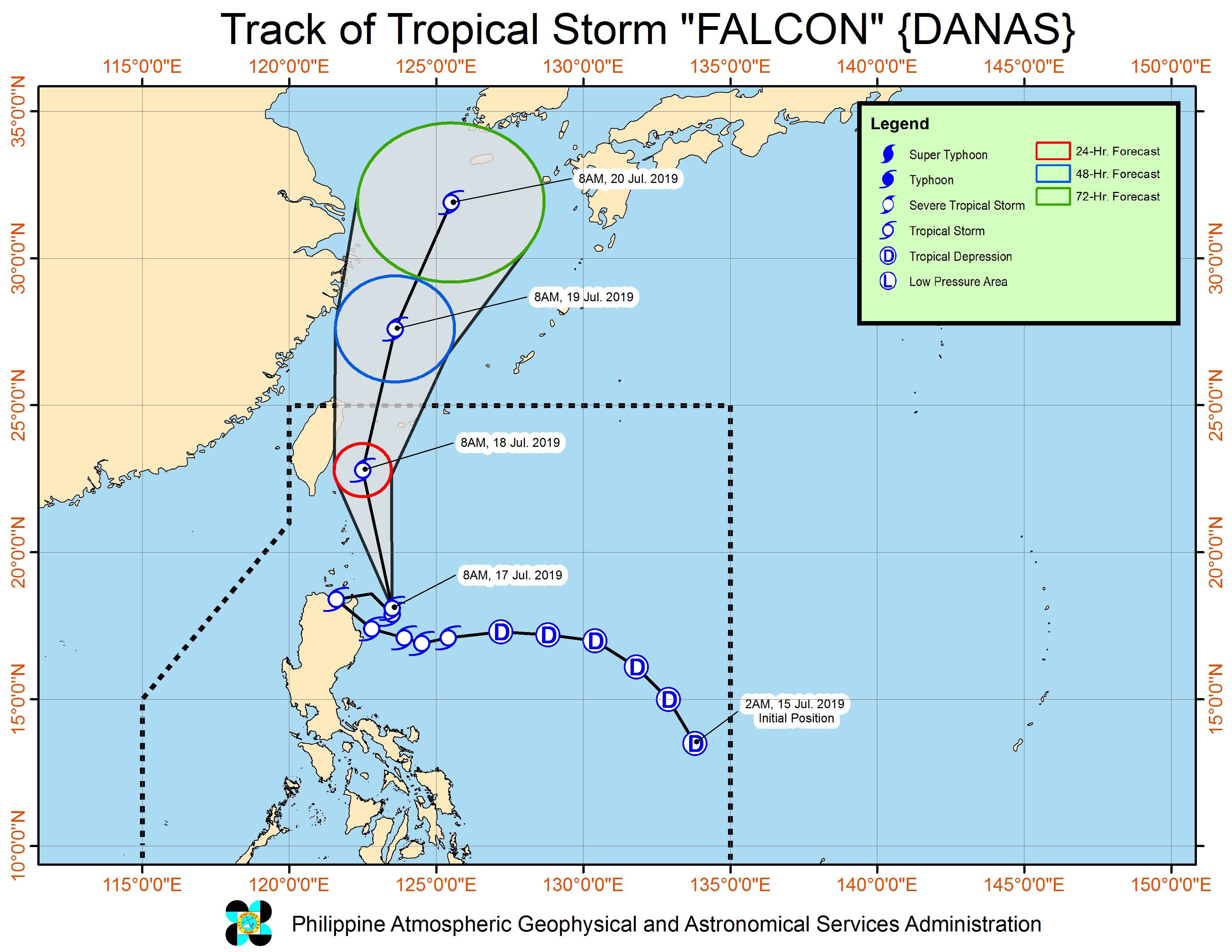 Forecast track of Tropical Storm Falcon (Danas) as of July 17, 2019, 11 am. Image from PAGASA 
